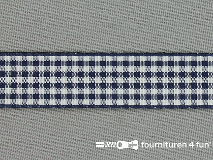 Ruitjes lint - 18mm - marine blauw