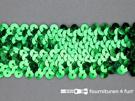 Elastische pailletten band 37mm groen