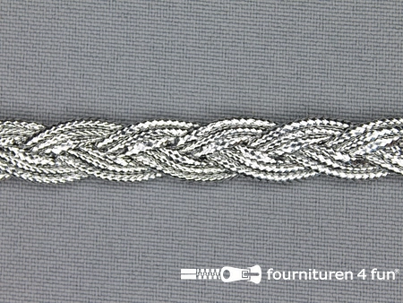 Zilver band 10mm gevlochten