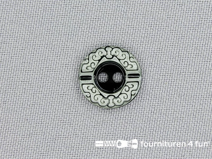 Design knoop 14mm zwart - wit