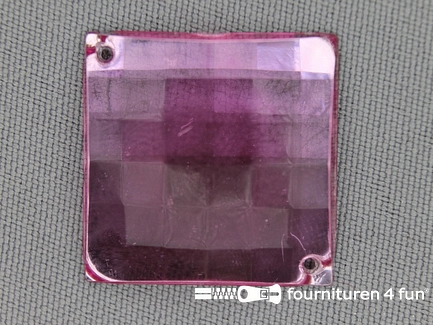 5 stuks Strass stenen vierkant 25mm licht roze