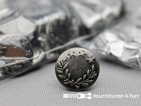 Jeansknopen - 17mm - zwart zilver- lauwerkrans - 100 stuks