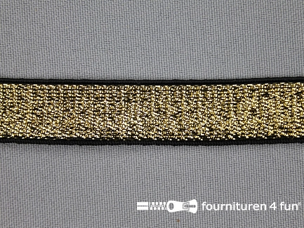 Gekleurd elastiek 15mm goud - zwarte rand