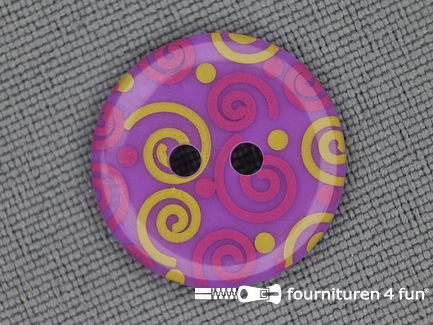 Kinder knoop 18mm krul lila - roze - geel