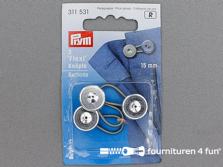 Prym flexi-knopen met lus 15mm zilver - 311531