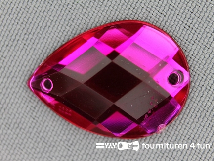 10 stuks Strass stenen druppel 18x25mm fuchsia roze