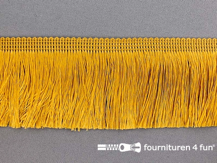 Kaart 25 meter viscose franje fijn - 60mm - oker goud