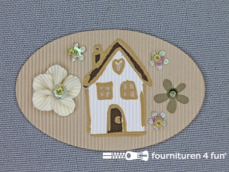 Decoratieve 3D applicatie - 34x52mm - huis - beige