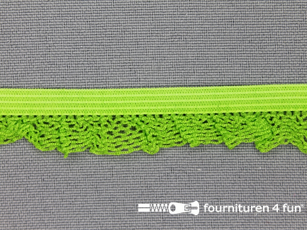 COUPON 11 meter elastisch kant 15mm  lime groen