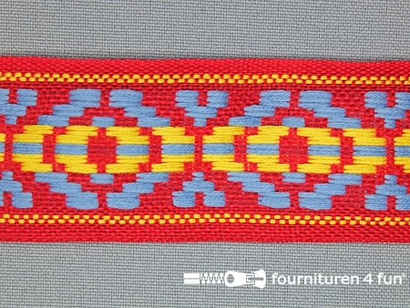 Indianenband 35mm rood - blauw - geel
