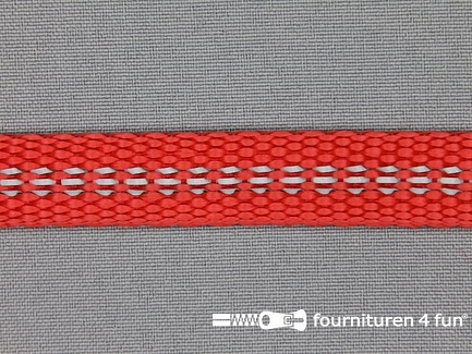 Geweven halsband - reflectie / binnenkant - 15mm - rood