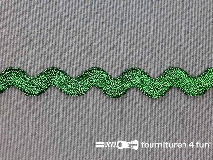 Rol 50 meter zigzag band - 12mm - metallic - gras groen