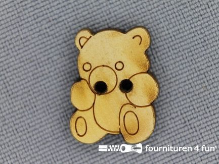 Houten knoop 16mm teddybeer licht