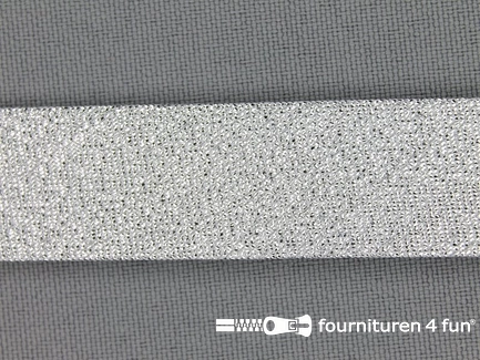 Rol 25 meter lurex biasband 18mm zilver