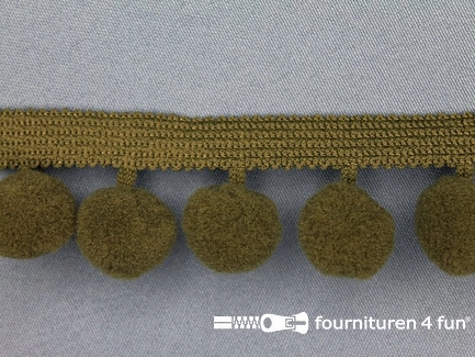 Kaart 10 meter bolletjesband - 40mm - leger groen