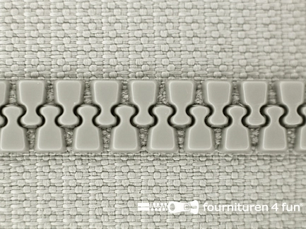 Deelbare bloktand rits - 6mm - met 2 schuivers - licht grijs