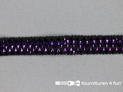 COUPON 17,65 meter (3 stukken, 6,25 + 7 + 4,4 meter) elastisch bling-bling band - 16mm - paars