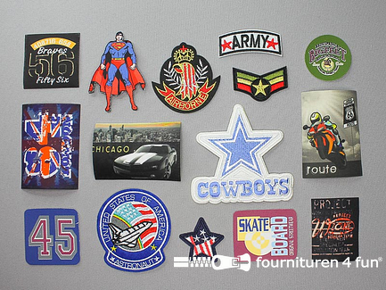 Collectie strijkapplicaties - 15 delige set - opstrijkbare patches