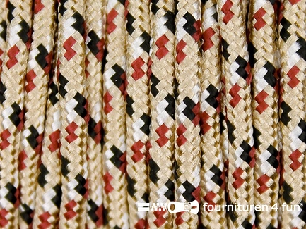Multicolor koord 3mm beige - bordeaux - zwart - wit