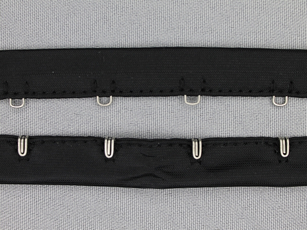 Haken- en ogen band 14mm zwart