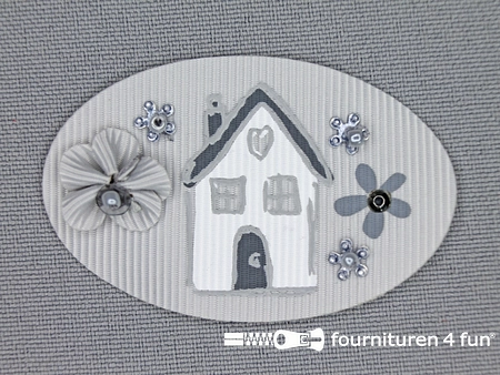 Decoratieve 3D applicatie - 34x52mm - huis - licht grijs