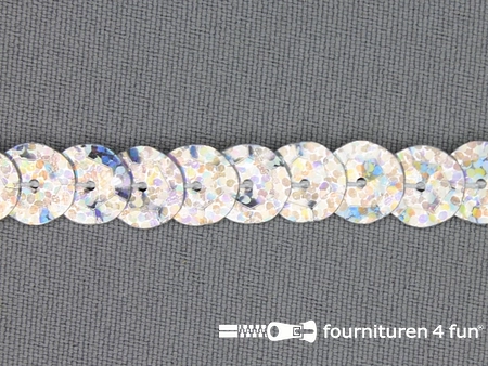 Pailletten band 10mm glitter zilver met hologram