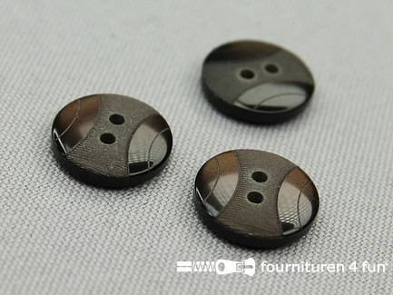 Kunststof design knoop - 15mm - bruin