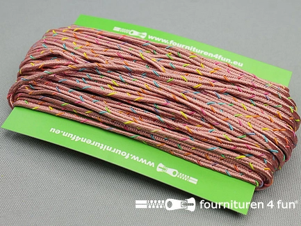 COUPON 17,5 meter Soutache koord 3mm oud roze - multicolor