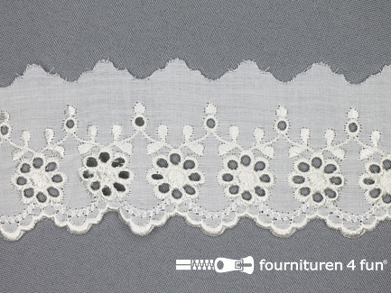 Broderie kant 65mm off white - ecru