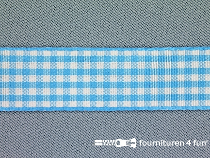 Ruitjes lint - 15mm - licht blauw