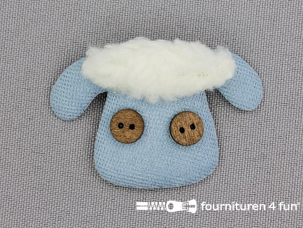 Decoratieve 3D applicatie - 50x35mm - schaap met knoopjes - baby blauw