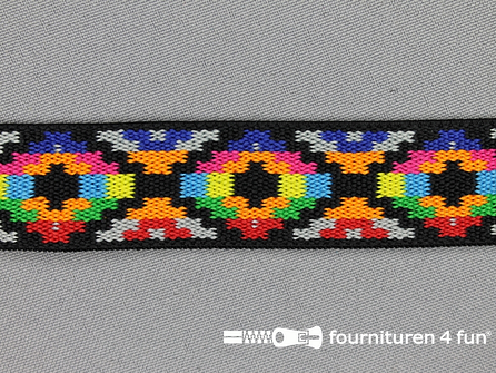 Elastiek met Inca motief 25mm multicolor (2)