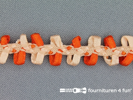 Muizentand sierband - 15mm - zalm / oranje