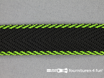 Gestreept tassenband 20mm zwart - groen