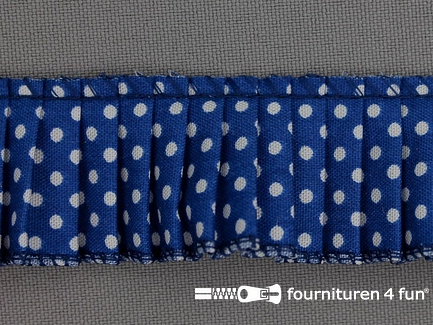 Plissé band 32mm stippen kobalt blauw