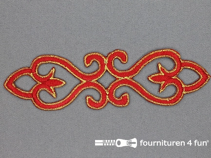 Goud - rood barok applicatie 121x34mm 