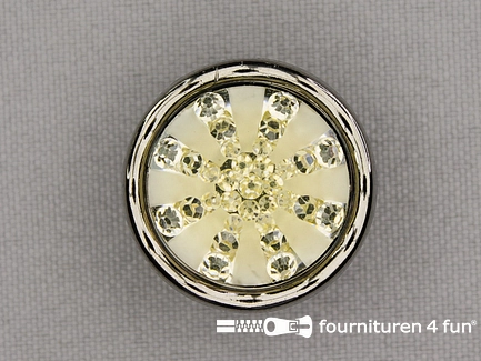 Strass knoop - 30mm - zwart zilver - ecru beige 