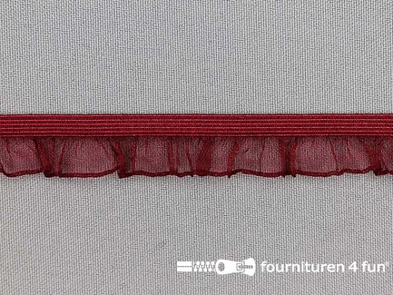 Elastisch ruche band 15mm bordeaux rood