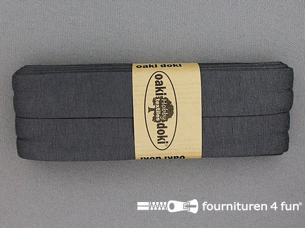 Oaki Doki Tricot biaisband - 20mm x 3 meter - donker grijs (115)