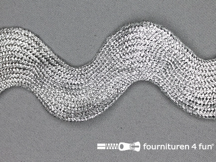 COUPON 4,3 meter (3 stukken, 2,9 + 0,8 + 0,6 meter) Zigzag band zilver XXXL 54mm 