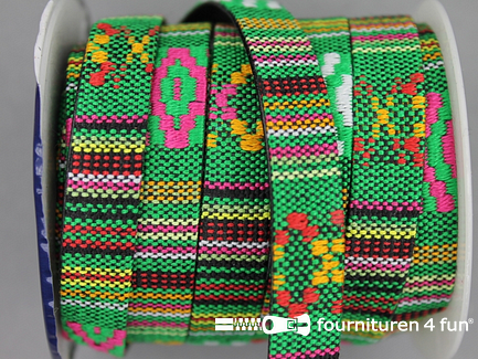 Ibiza band 12mm groen wit oranje