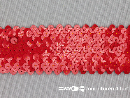 COUPON 2,6 meter Elastische pailletten band 40mm mat rood