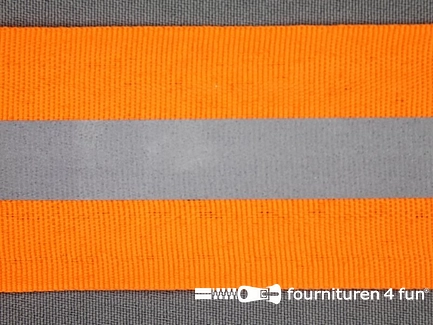 Rol 50 meter reflecterende band 50mm neon oranje