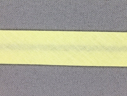 Rol 25 meter katoenen biasband 18mm pastel geel
