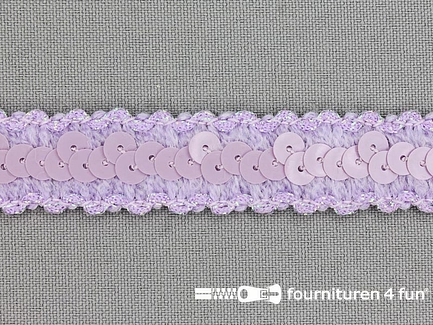 COUPON 8,5 meter (2 stukken, 3,5 + 5 meter) Elastische pailletten band 18mm lila - B-KEUZE