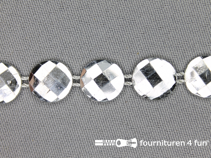 COUPON 5,1 meter (3 stukken, 1,5 + 1,4 + 2,2 meter) Strass band 12mm rondjes zilver