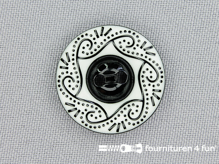 Design knoop 25mm zwart - wit