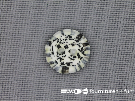Ibiza knoop 13mm wit - zwart
