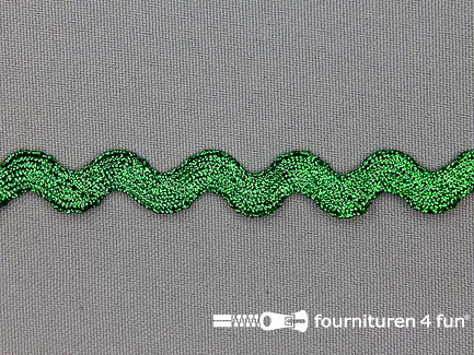 Rol 50 meter zigzag band - 12mm - metallic - gras groen