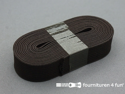 Bosje 2 meter gekleurd soepel elastiek - 15mm - donker bruin